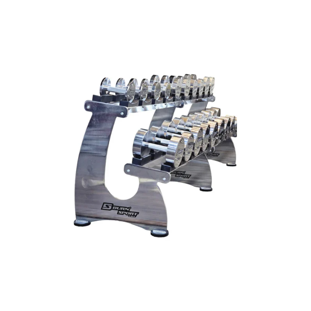 Chrome Steel Dumbbells set with rack | Home & Commercial