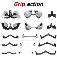 PREMIER 5SET Lat Pulldown Cable Attachment (LAT Pull Down Attachments,Attachment for High Pull-Downs, Ergonomic Handles, Rope Machine for Back Strength Training, Back Triceps bar Strength Training Handles for Biceps Curl Pull-Downs)