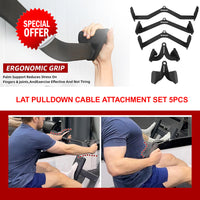 PREMIER 5SET Lat Pulldown Cable Attachment (LAT Pull Down Attachments,Attachment for High Pull-Downs, Ergonomic Handles, Rope Machine for Back Strength Training, Back Triceps bar Strength Training Handles for Biceps Curl Pull-Downs)