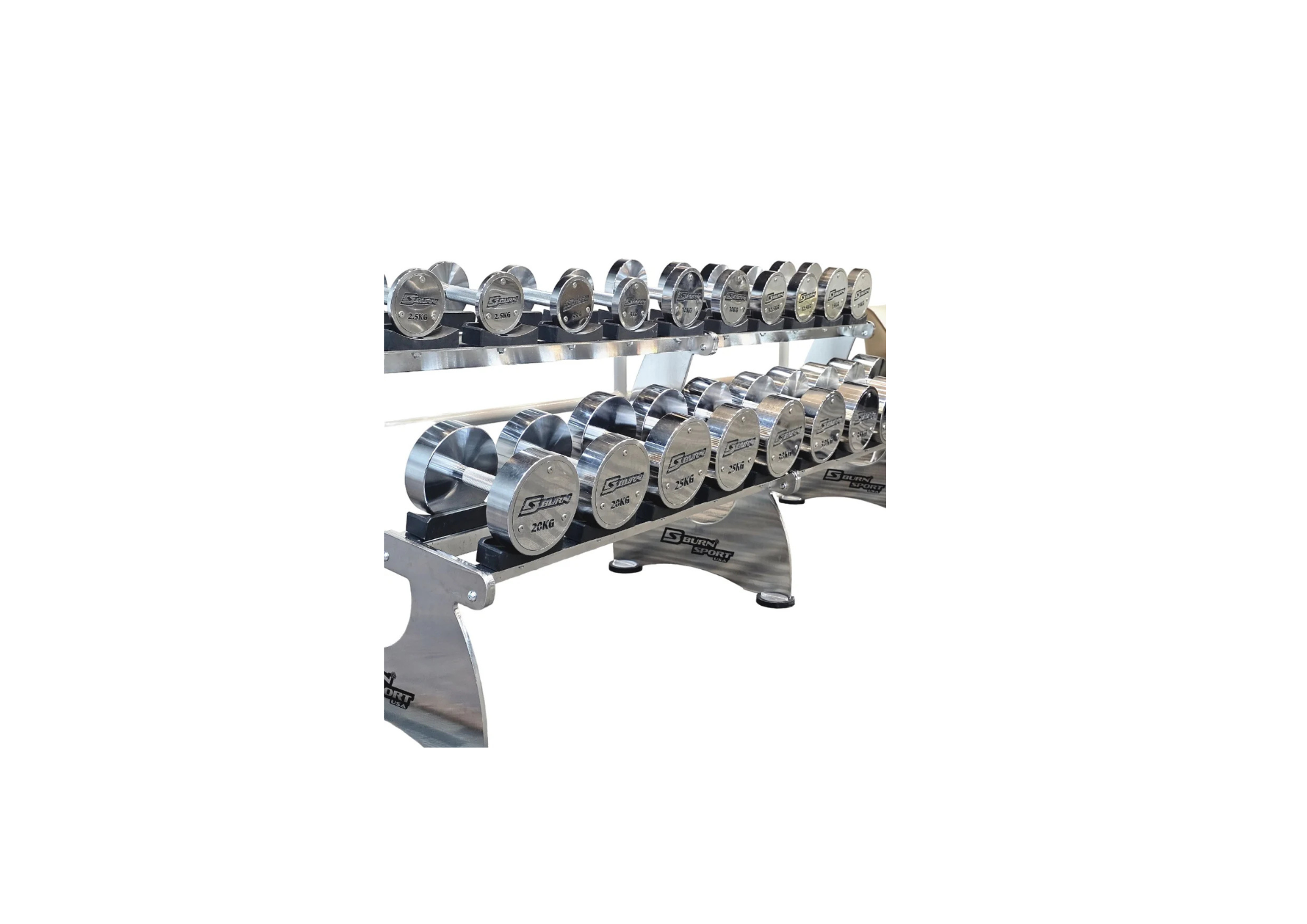 Chrome Steel Dumbbells set with rack | Home & Commercial