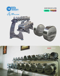 Chrome Steel Dumbbells set with rack | Home & Commercial